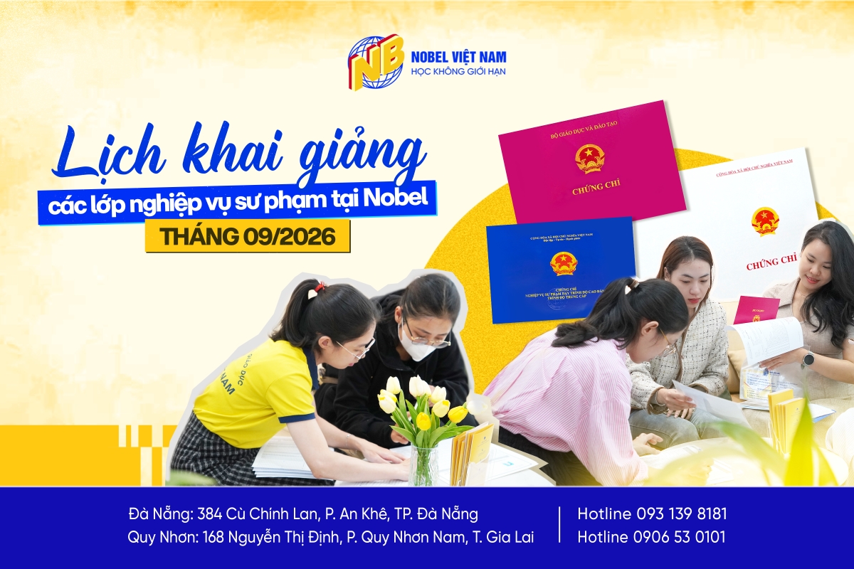 LỊCH KHAI GIẢNG NGHIỆP VỤ SƯ PHẠM THÁNG 09/2026 